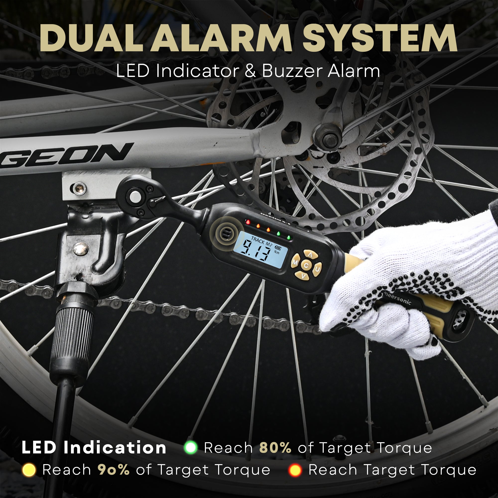 1/4” digital torque wrench, 1.1-22.1 ft.lb (1.5-30 N.m) ±1% Accuracy Inch Pound Torque Wrench with Buzzer & LED Alert for Bicycle, Motorcycle, Automotive Interior, Gunsmithing