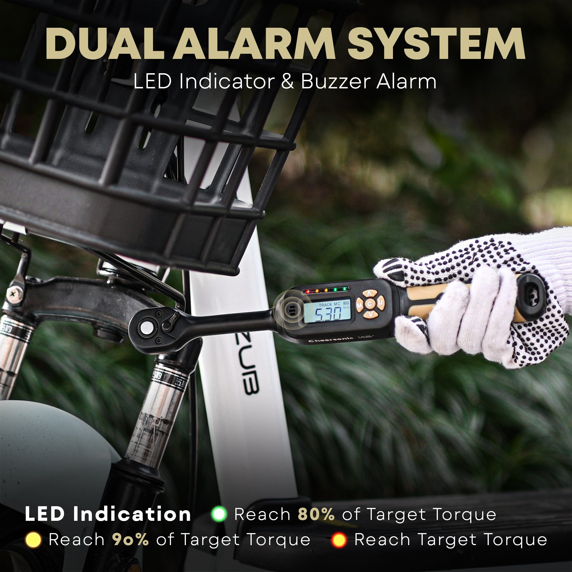 3/8” Digital Torque Wrench, 3.1-62.7 ft.lb (4.25-85N.m) ±1% Accuracy Inch Pound Torque Wrench with Buzzer & LED Alert for Bicycle, Motorcycle, Automobile