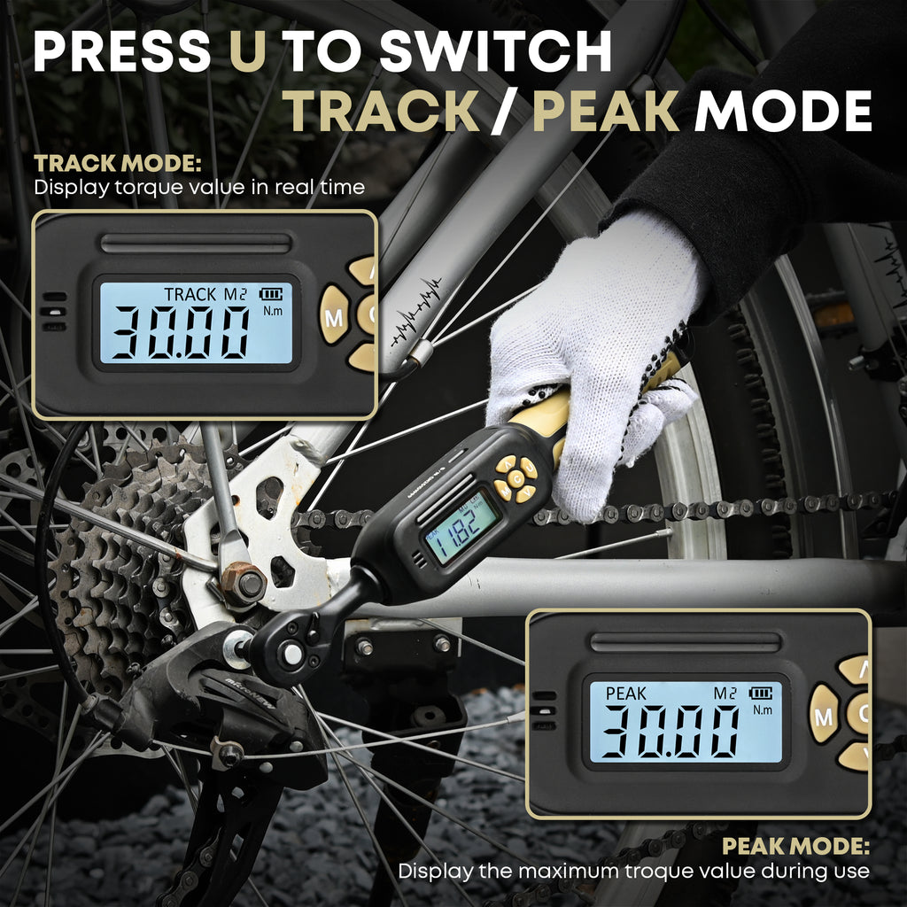 1/4” digital torque wrench, 1.1-22.1 ft.lb (1.5-30 N.m) ±1% Accuracy Inch Pound Torque Wrench with Buzzer & LED Alert for Bicycle, Motorcycle, Automotive Interior, Gunsmithing