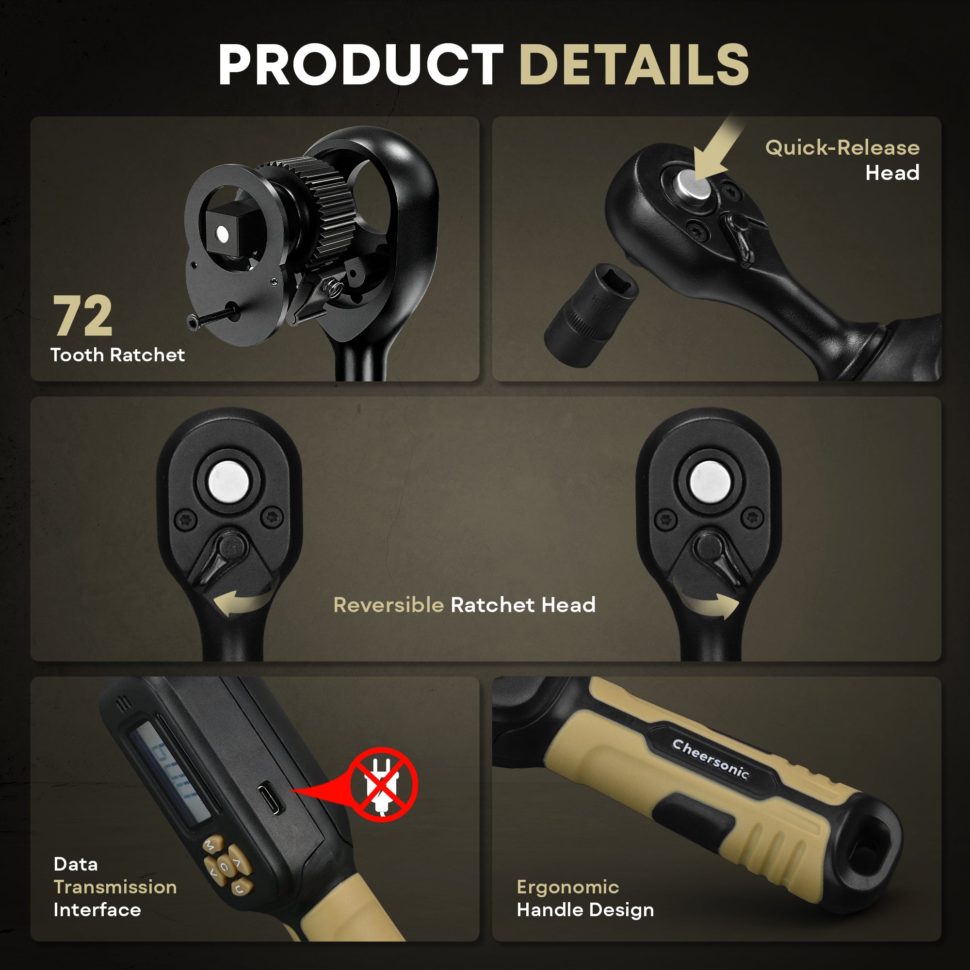 3/8” Digital Torque Wrench, 3.1-62.7 ft.lb (4.25-85N.m) ±1% Accuracy Inch Pound Torque Wrench with Buzzer & LED Alert for Bicycle, Motorcycle, Automobile