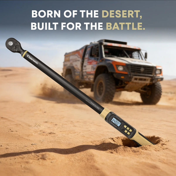 Dual alarm system demonstration on Cheersonic heavy-duty torque wrench with LED and buzzer alerts.