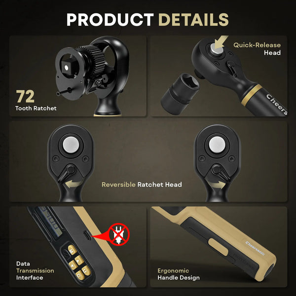 ±1% high accuracy digital torque wrench demonstration for professional car, truck, and large machinery repair.