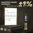 High precision industrial grade digital torque wrench with ±1% accuracy and official calibration certificate.