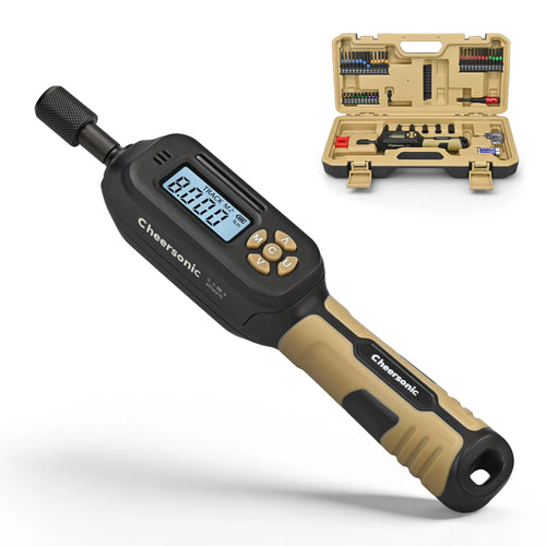 Cheersonic 1/4 inch digital torque screwdriver set (0.3-8Nm) with professional bits and protective carrying case.