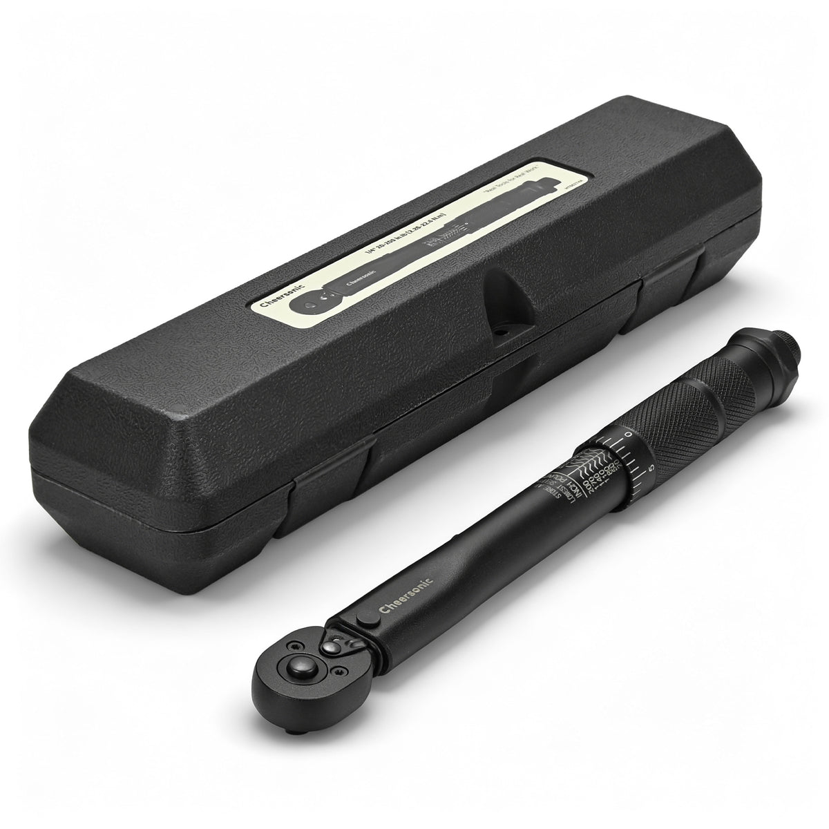Cheersonic 1/4 Torque Wrench 20-200 in-lb, Inch Pound Click Torque Wrench Reinforced Steel Gears, Quick-Release Head, Non-Blurry Laser Markings, 98% Efficiency Patent, Pro Cr-V for Bike & Gunsmithing