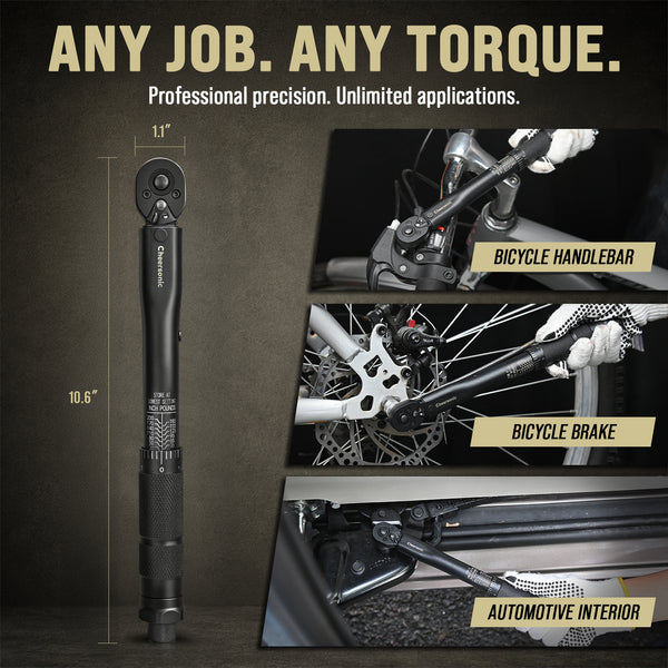 Cheersonic 1/4 Torque Wrench 20-200 in-lb, Inch Pound Click Torque Wrench Reinforced Steel Gears, Quick-Release Head, Non-Blurry Laser Markings, 98% Efficiency Patent, Pro Cr-V for Bike & Gunsmithing