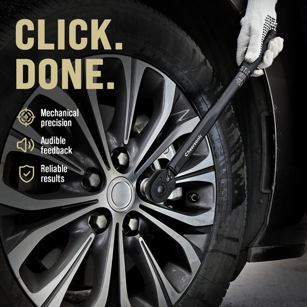 Cheersonic 1/2 Torque Wrench 10-150 ft-lb, Click Torque Wrench 1/2 Drive Reinforced Steel Gears, Quick-Release Head, Non-Blurry Laser Markings, 98% Efficiency Boost, Pro Cr-V for Auto & Truck